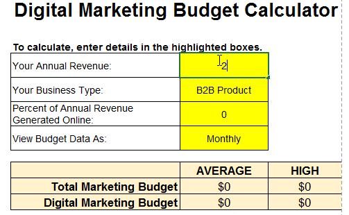 Calculateur de budget Marketing gratuit