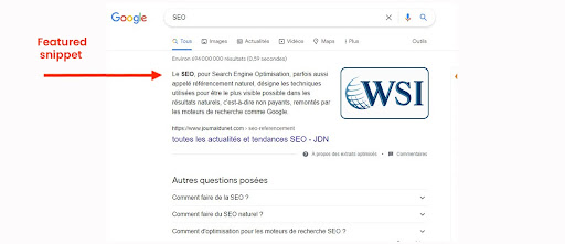 Exemple d’un featured snippet 