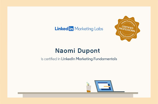 Exemple d’un certificat LinkedIn Marketing Labs